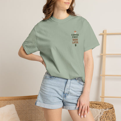 Coffee First Bark Later Dog T-Shirt Unisex