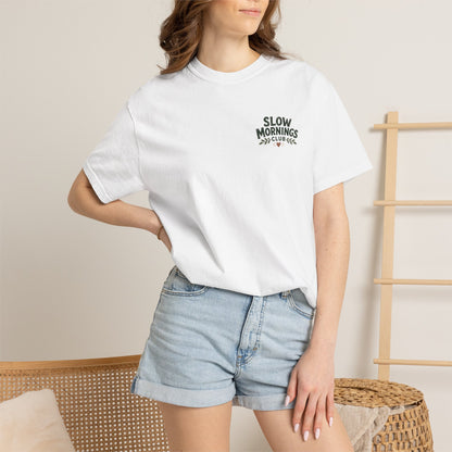 Slow Mornings Club Coffee Dachshund T-Shirt Unisex