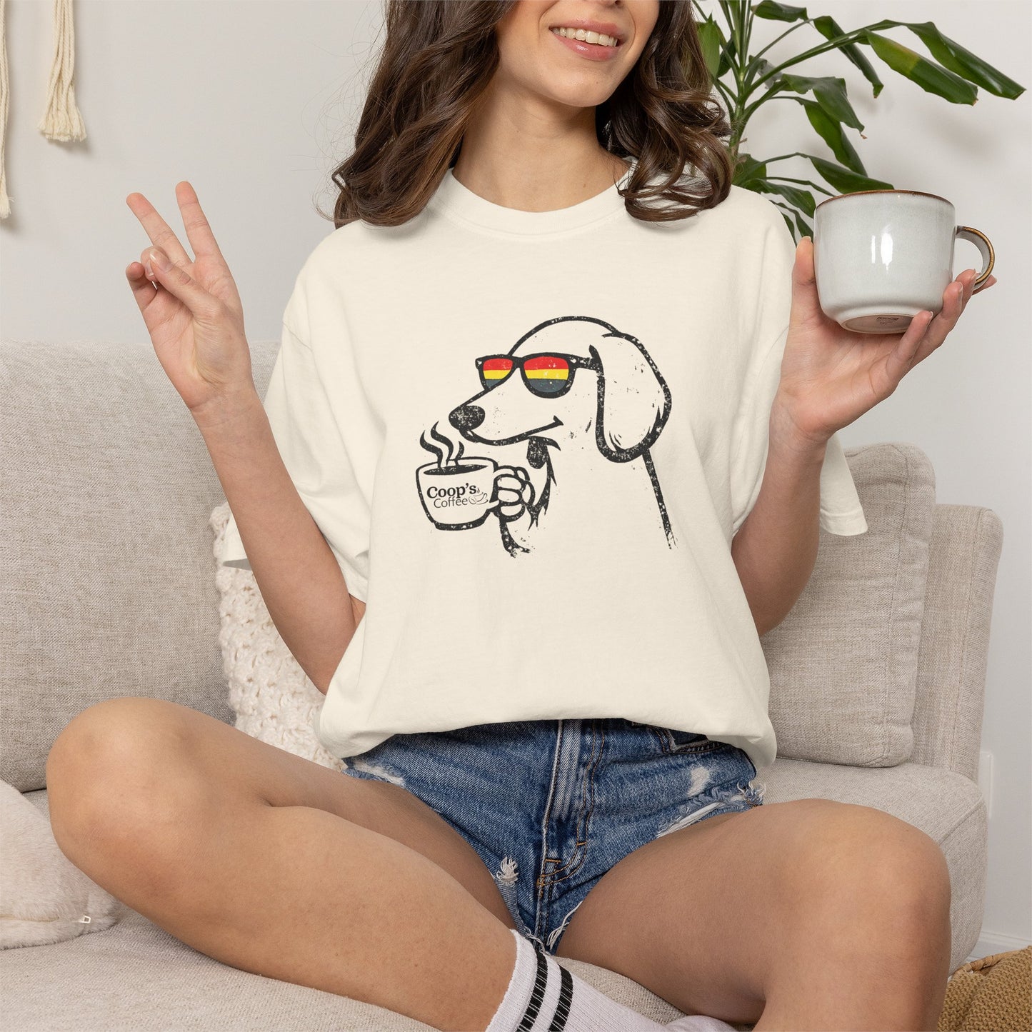 Sniff then Sip Dachshund Coffee T-Shirt Unisex