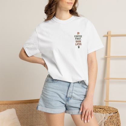 Coffee First Bark Later Dog T-Shirt Unisex