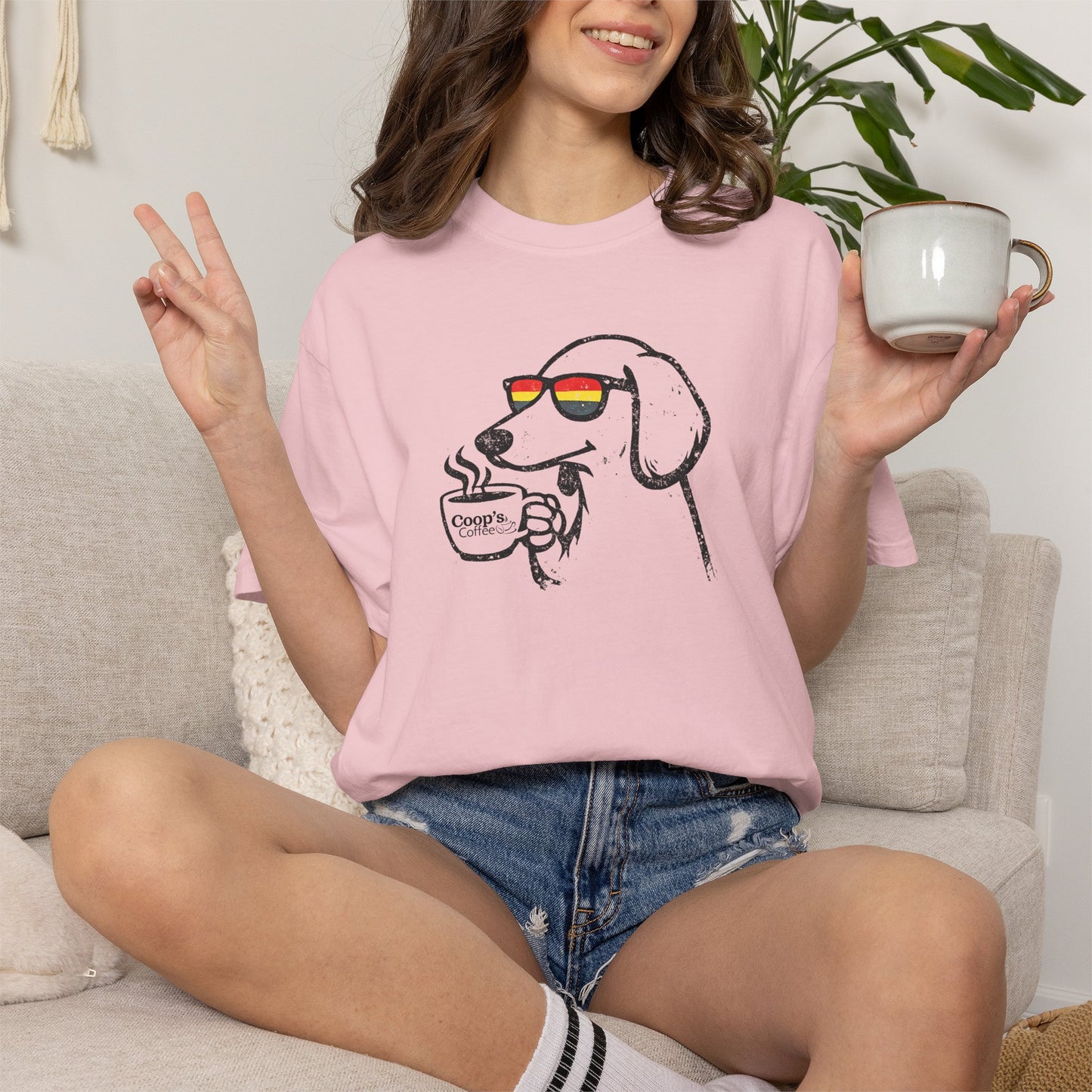 Sniff then Sip Dachshund Coffee T-Shirt Unisex