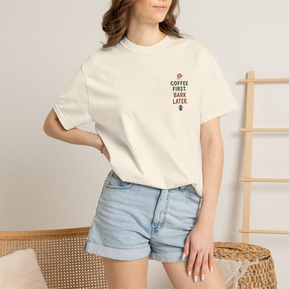 Coffee First Bark Later Dog T-Shirt Unisex